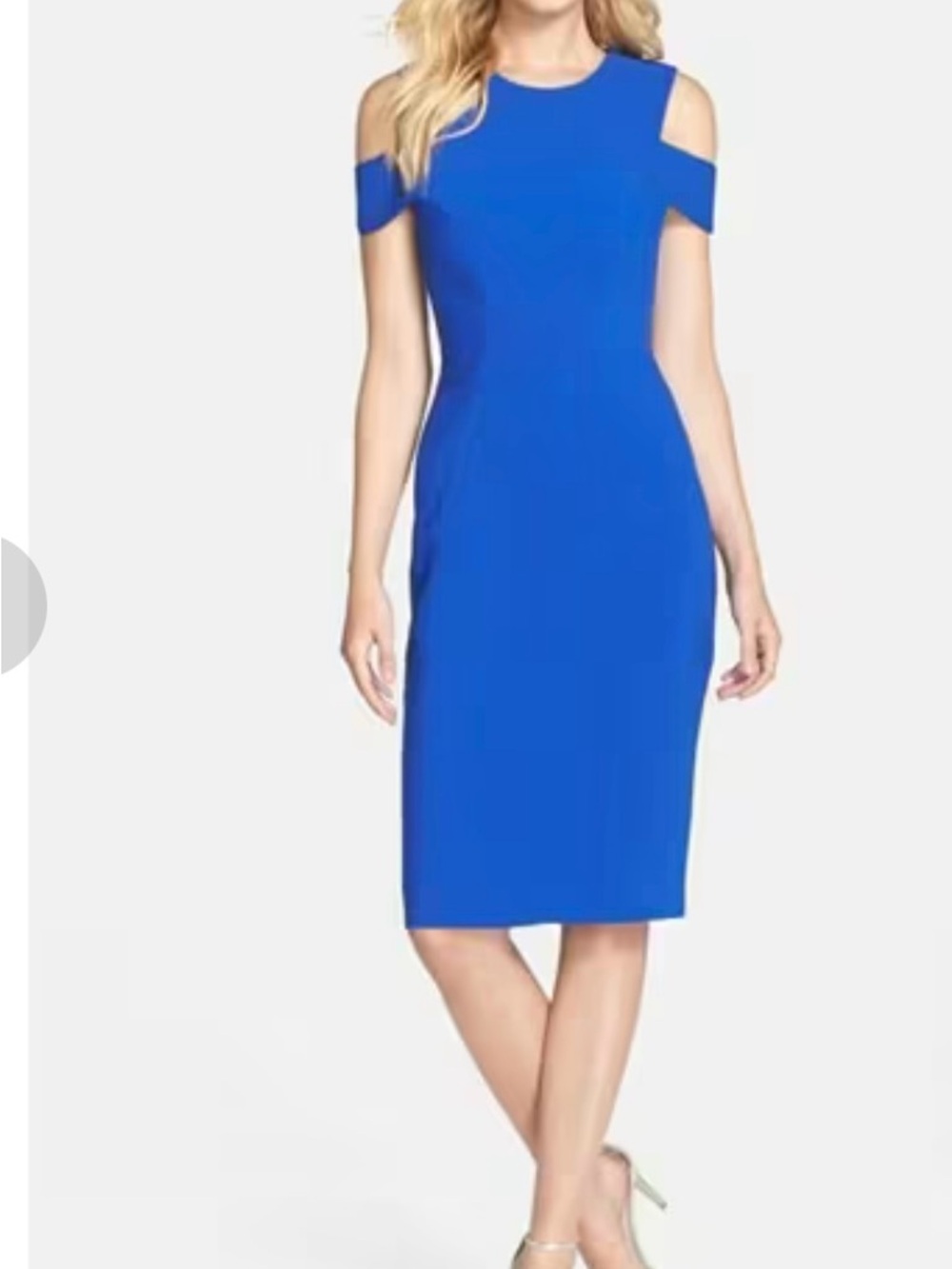 Clove Royal Blue Cold Shoulder Bodycon Midi Dress Cocktail Party Size 10